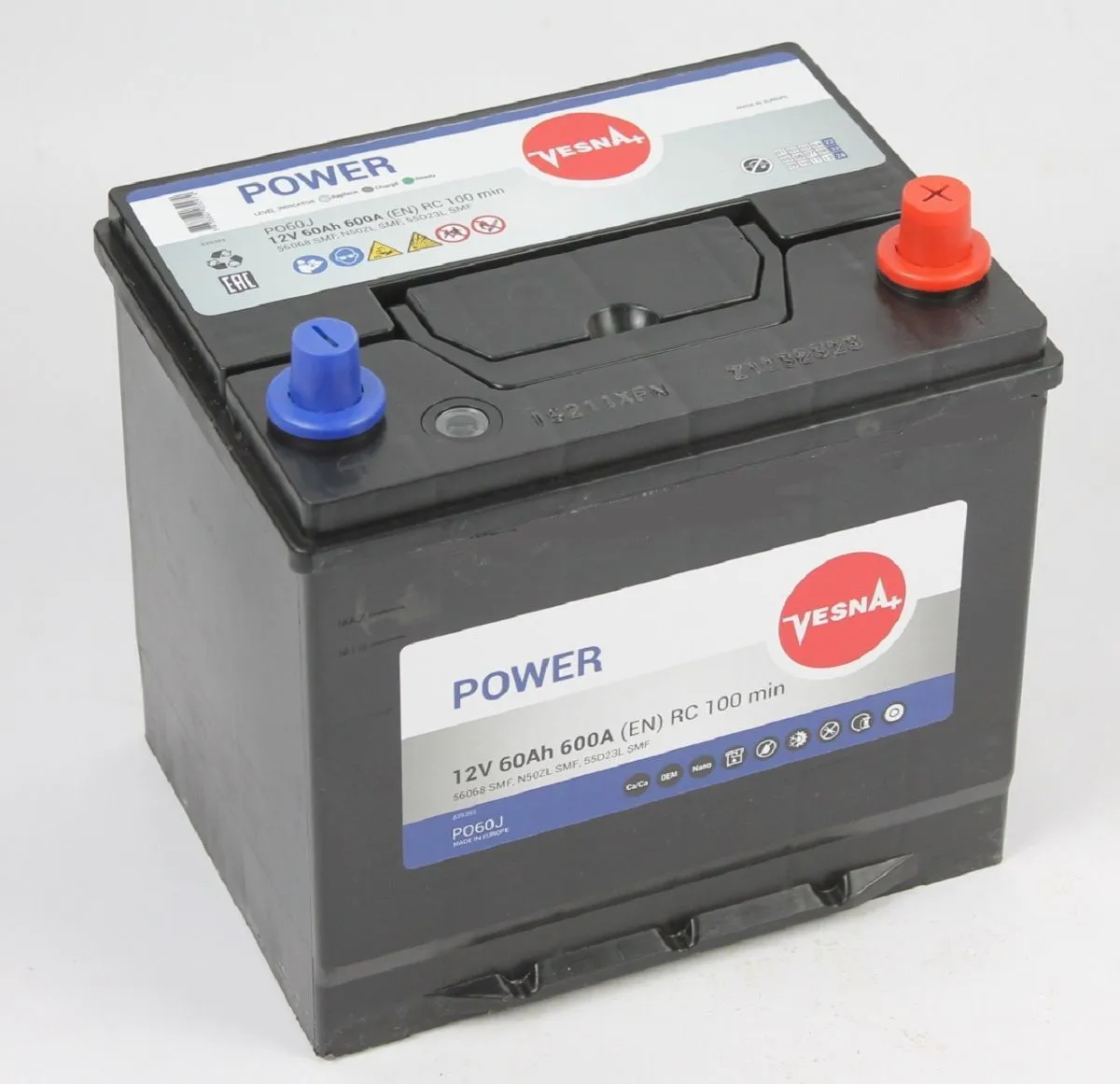Аккумулятор автомобильный VESNA Power 56068 60Ah 600A ОП (230x173x225) D23L