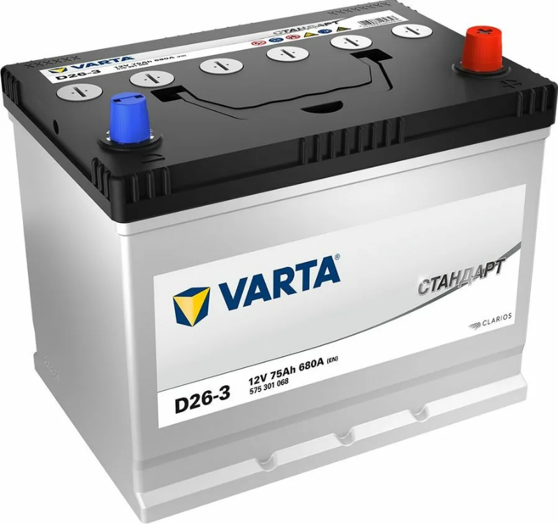 Аккумулятор автомобильный Varta СТАНДАРТ D26-3 6СТ-75 Ач обр.