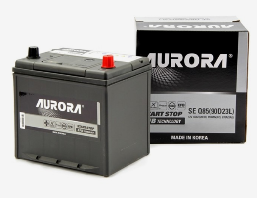 Аккумулятор автомобильный AURORA JIS EFB Q85 (90D23L) 65 А/ч 670А ОП (230х170х220) D23L