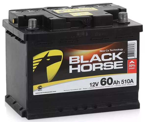 Аккумулятор автомобильный Black Horse 6СТ-60 Ач обр. (низкий)