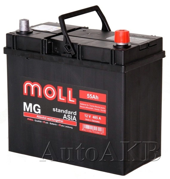 Аккумулятор автомобильный Moll MG Standard ASIA 6СТ-55 Ач обр.