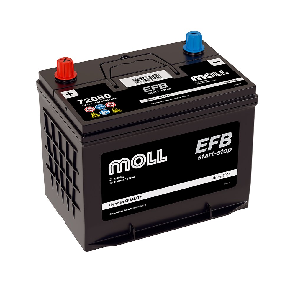 Аккумулятор автомобильный MOLL EFB 80.0 Ah 750 A ОП (260x172x220) (D26L, 72080)