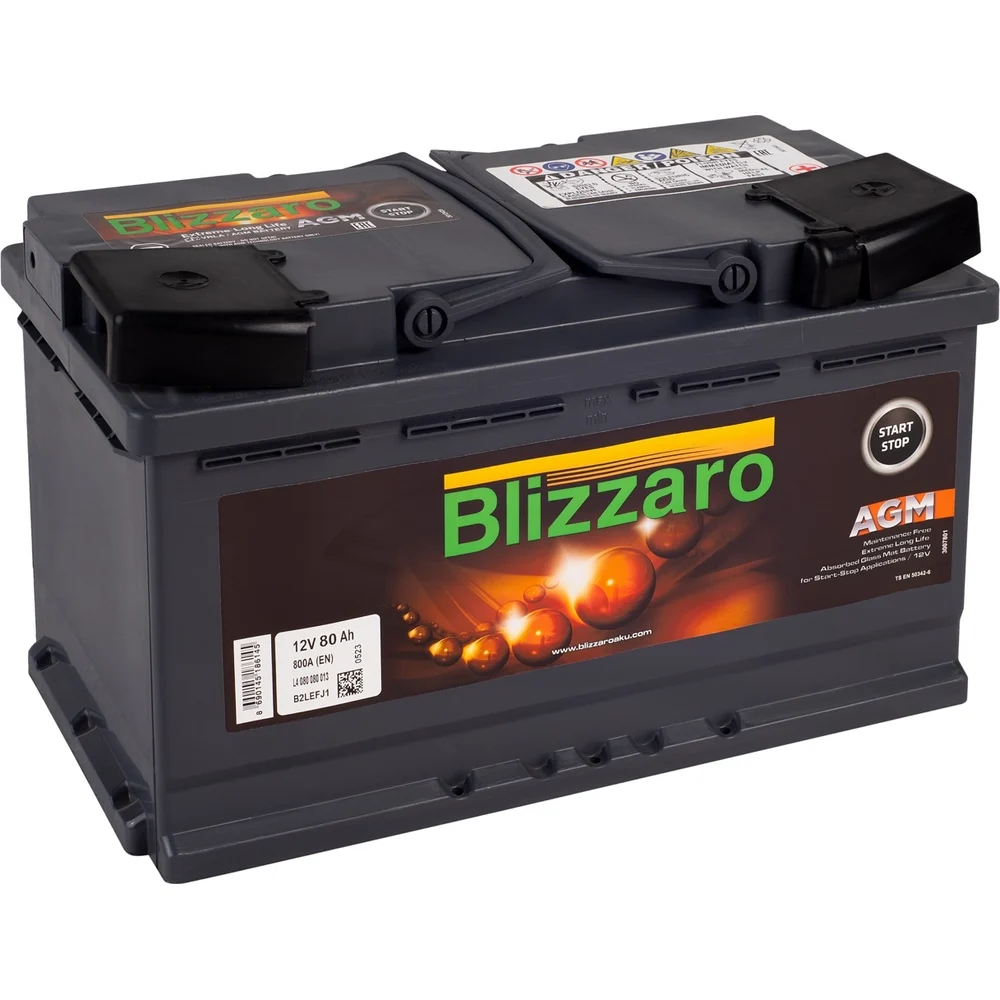 Аккумулятор автомобильный BLIZZARO AGM 80R ОП 800A (315x175x190) L5 80 Ач
