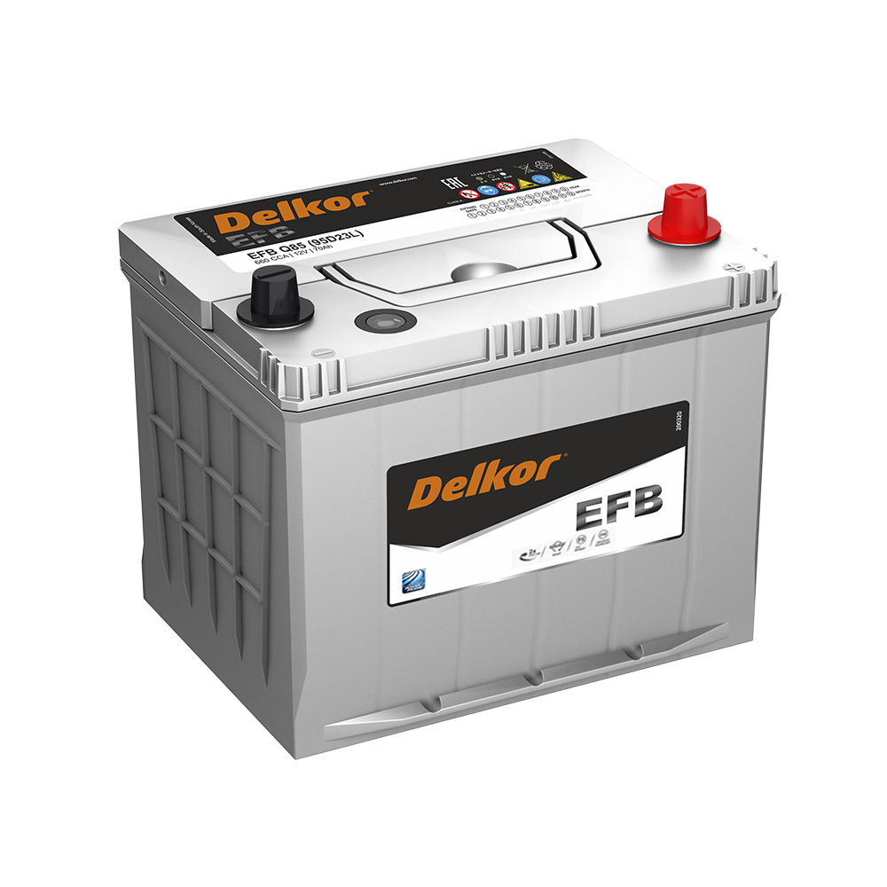 Аккумулятор автомобильный DELKOR EFB 95D23L 70.0 Ah 660 A оп