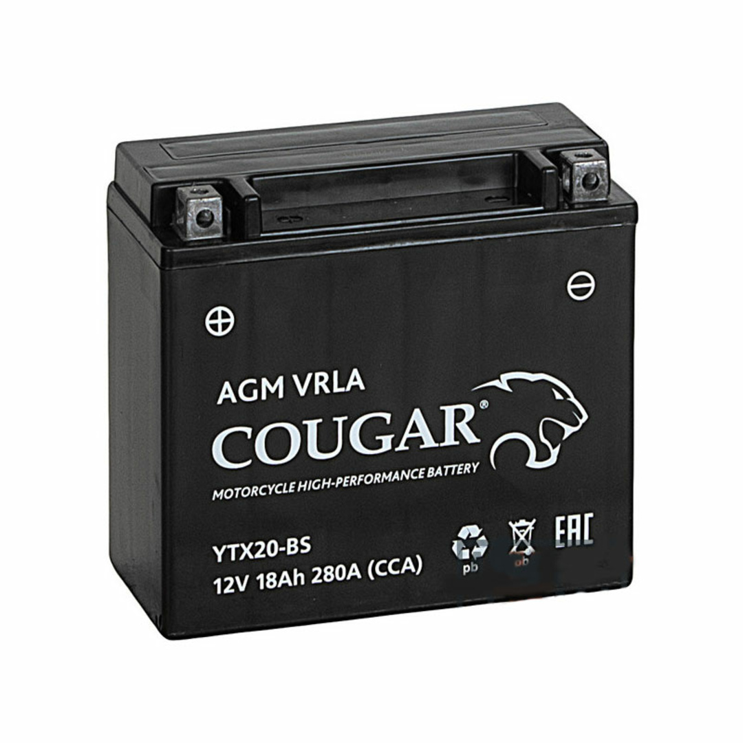 Аккумулятор мотоциклетный COUGAR AGM VRLA  YTX18L-BS 20 Ач