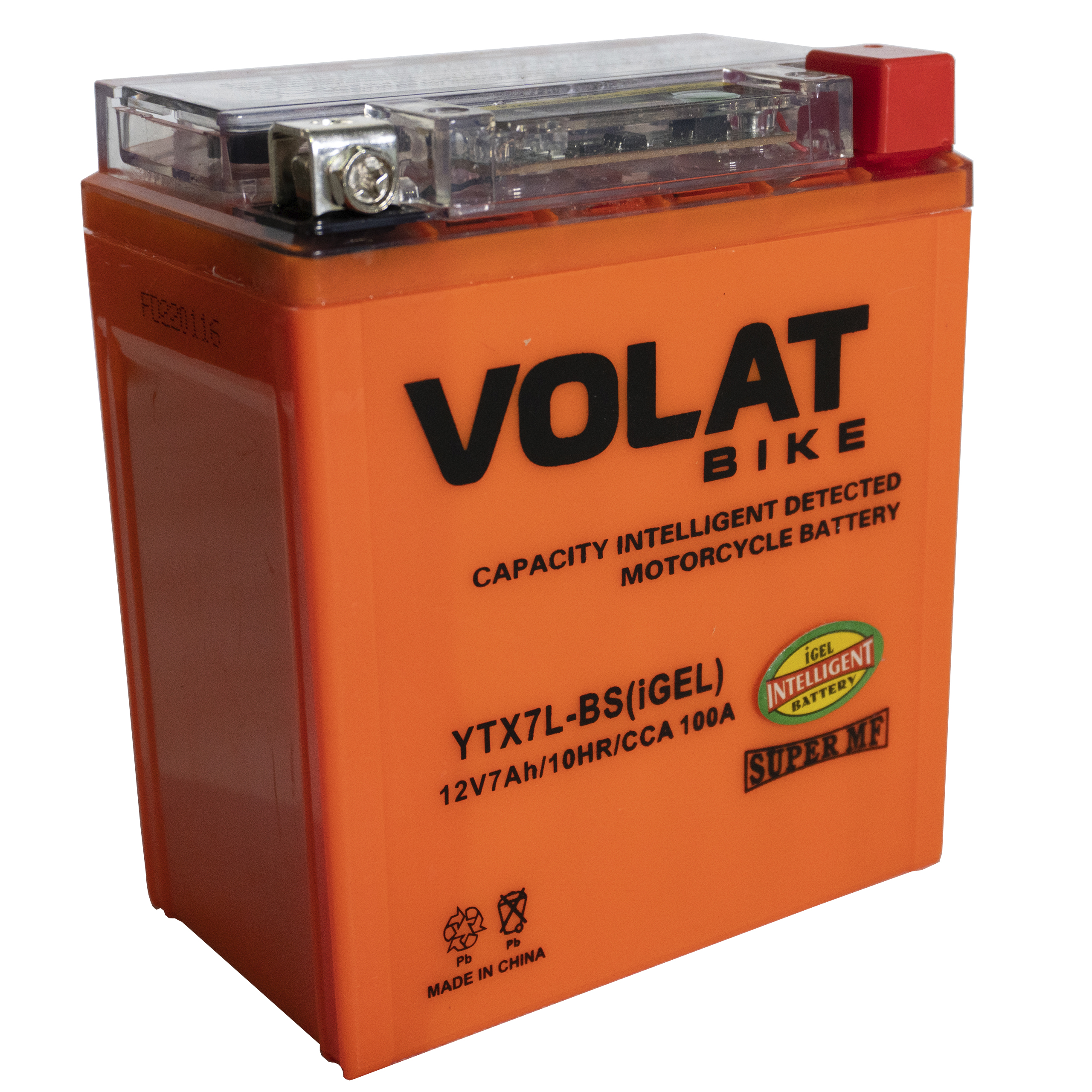 Аккумулятор мотоциклетный Volat 7Ah 100А YTX7L-BS ОП (iGEL) (113x70x131)