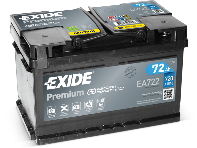 Аккумулятор автомобильный Exide Premium EA 722 6СТ-72 Ач обр. (низкий)