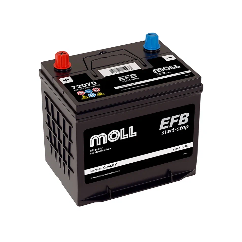Аккумулятор автомобильный MOLL EFB 70.0 Ah 650 A ОП (230x172x220) (D23L 72070)