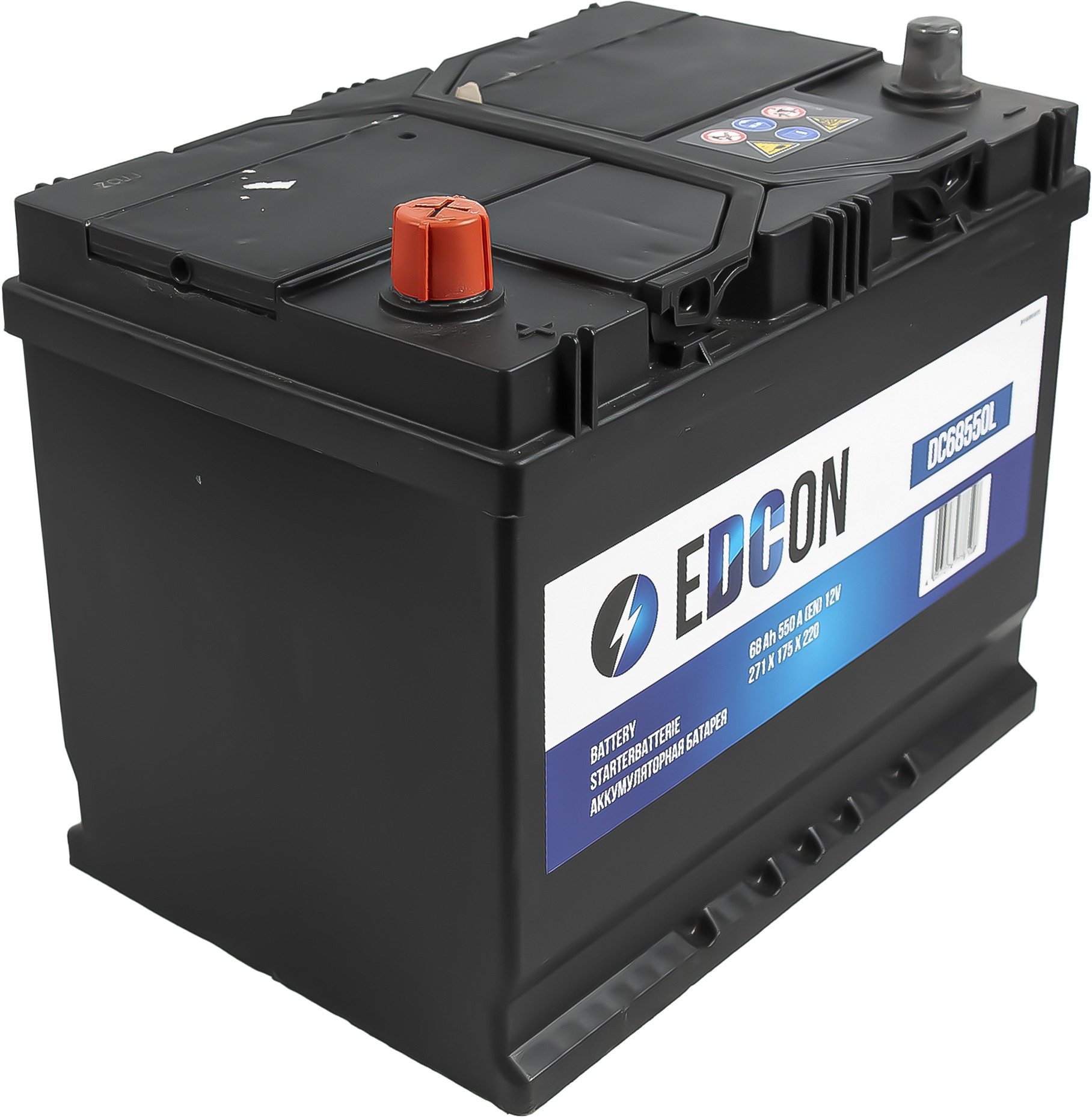 Аккумулятор автомобильный EDCON 68Ah 550A ПП (260x173x225) D26R