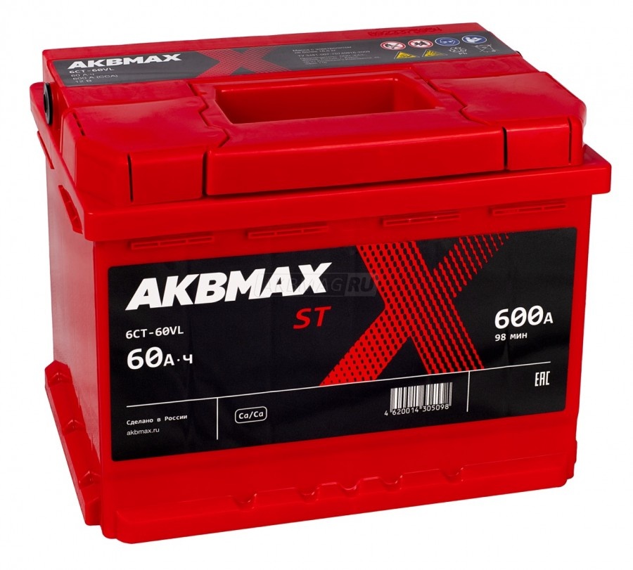 Аккумулятор автомобильный AKBMAX ST 60L 600A ОП 242x175x190 60 Ач
