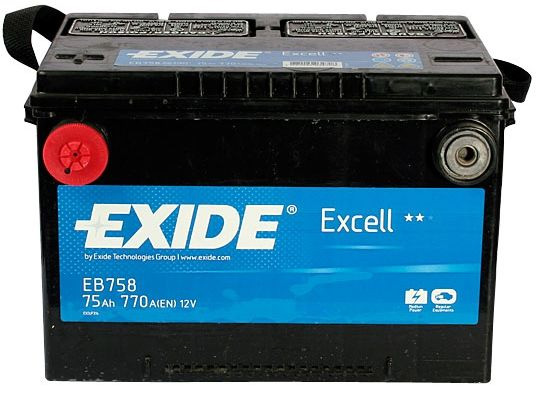 Аккумулятор автомобильный Exide Excell EB 758 6СТ-75 Ач боковые клеммы