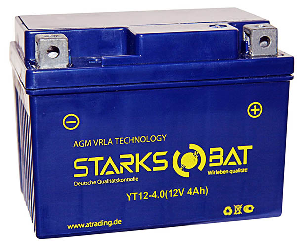 Аккумулятор мотоциклетный STARKSBAT YT12-4 (AGM) 4 Ач