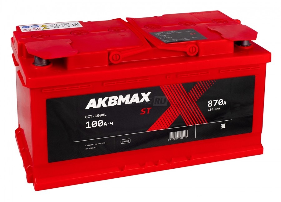 Аккумулятор автомобильный AKBMAX ST 100R 870A ОП (352x175x192) 100 Ач