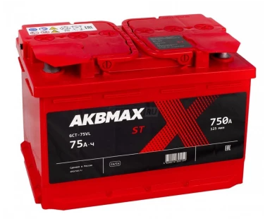 Аккумулятор автомобильный AKBMAX ST 75L 750A ПП 276x175x190 75 Ач