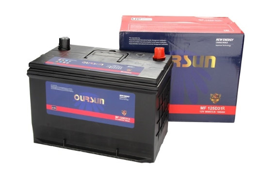Аккумулятор автомобильный OURSUN JIS MF125D31R 100Ah 800А ПП (306х173х225) D31R