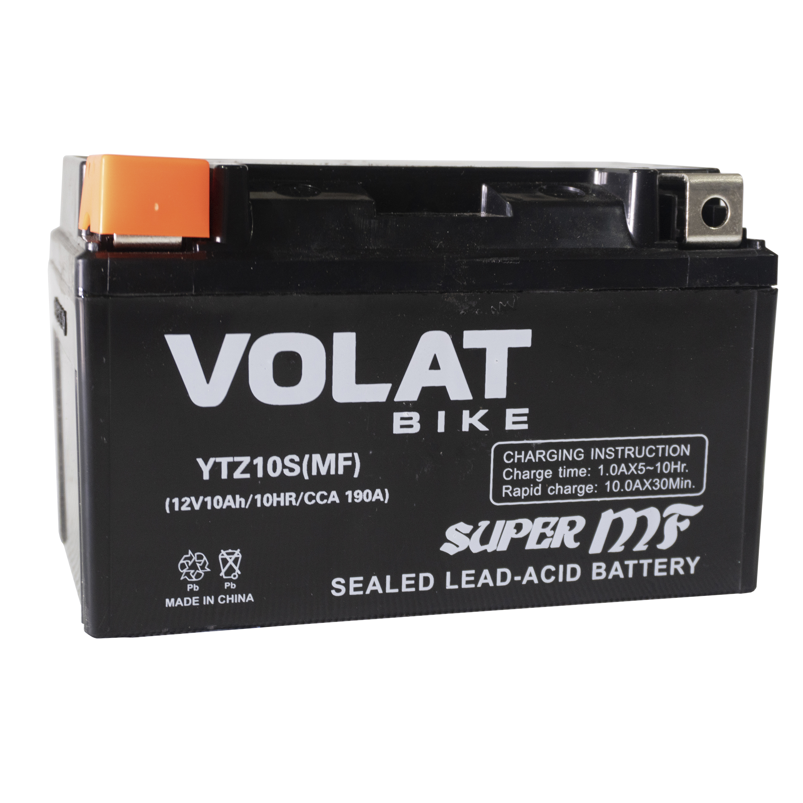 Аккумулятор мотоциклетный Volat 10Ah 190А YTZ10S ПП (MF) L+ (150x87x110)