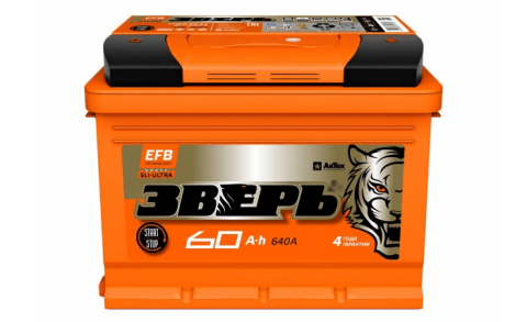Аккумулятор автомобильный ЗВЕРЬ EFB 60.1 Ah 640А ПП (242x175x190) L2