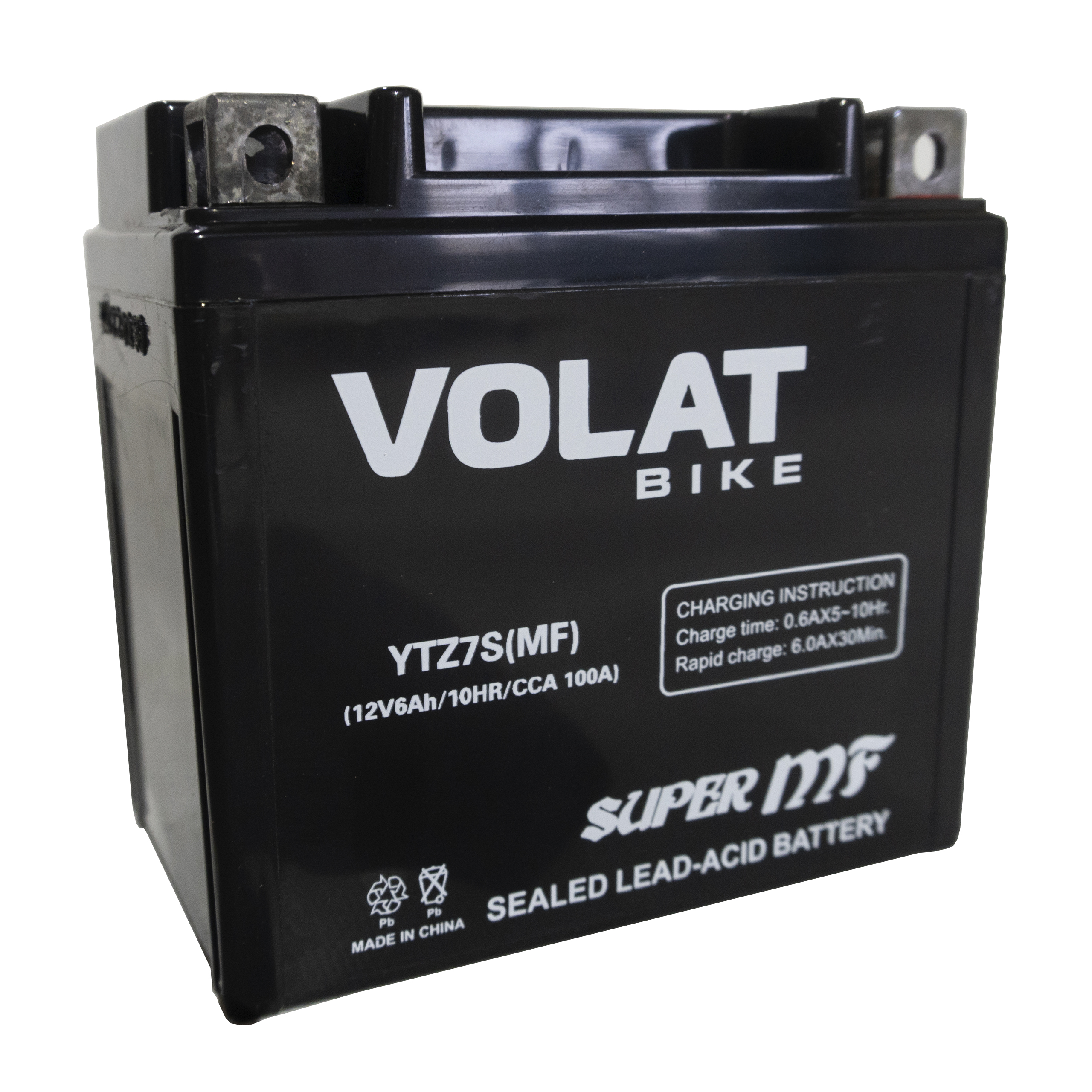 Аккумулятор мотоциклетный Volat 6Ah 100А YTZ7S ОП (MF) R+ (113x70x106)