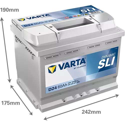 Аккумулятор автомобильный Varta Dynamic SLI D24 6СТ-60 Ач обр.
