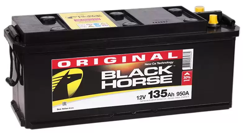 Аккумулятор грузовой Black Horse 6СТ-135 Ач прям.