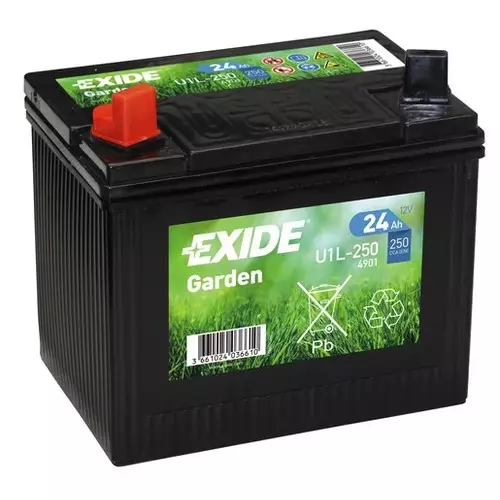 Аккумулятор мотоциклетный Exide Garden 24А.ч 250 А ПП (197x132x196)
