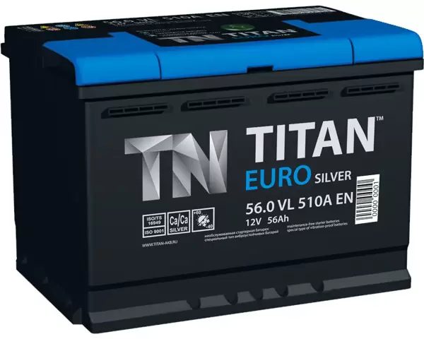 Аккумулятор автомобильный Titan Euro Silver 6СТ-56 Ач прям.