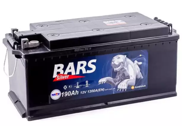 Аккумулятор грузовой BARS 190А.ч 1250А ПП болт (524x223x223) D5