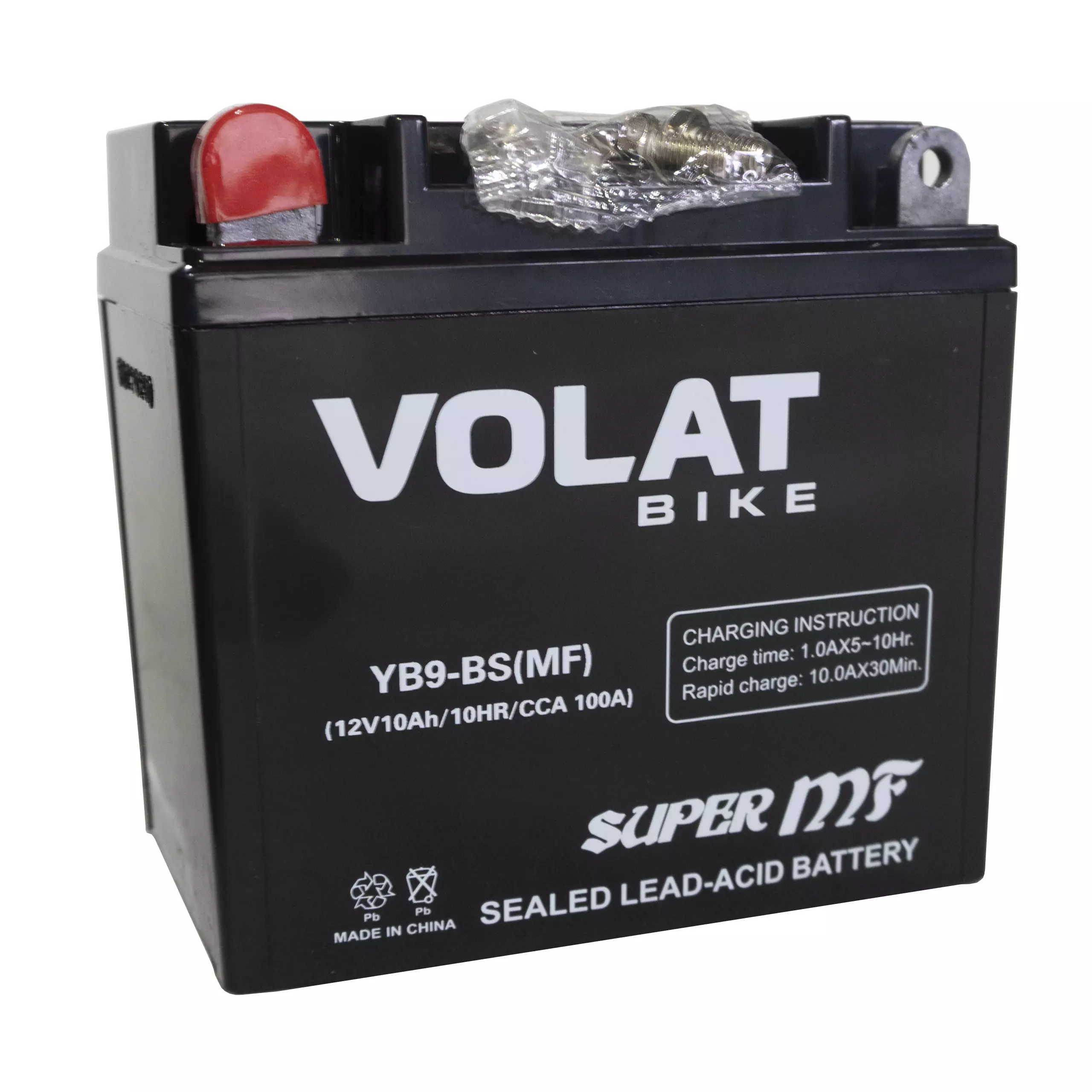 Аккумулятор мотоциклетный Volat 10Ah 100А YB9-BS ПП (MF) L+ (137x76x134)