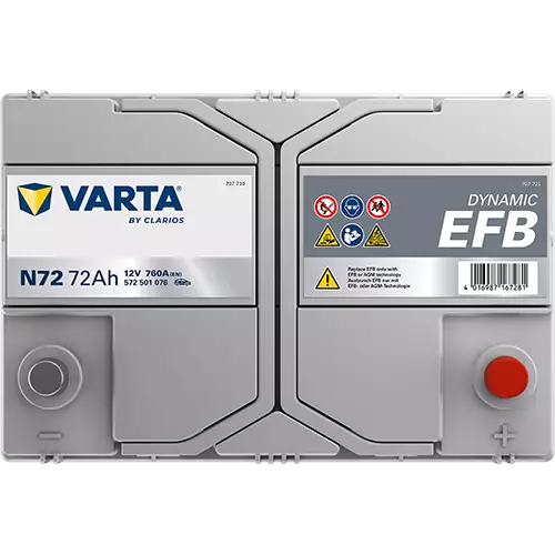 Аккумулятор автомобильный Varta Dynamic EFB N72 72А/ч 760А D26L