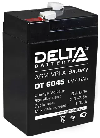 Аккумулятор Delta DT 6045 6V 4.5 Ач
