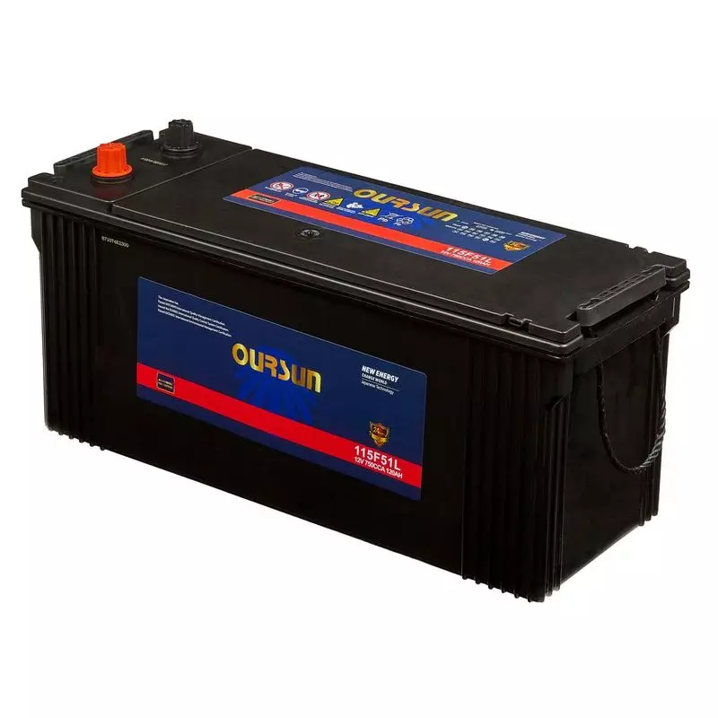 Аккумулятор грузовой OURSUN JIS 115F51L 120Ah 750A ПП (507х186х233) D4