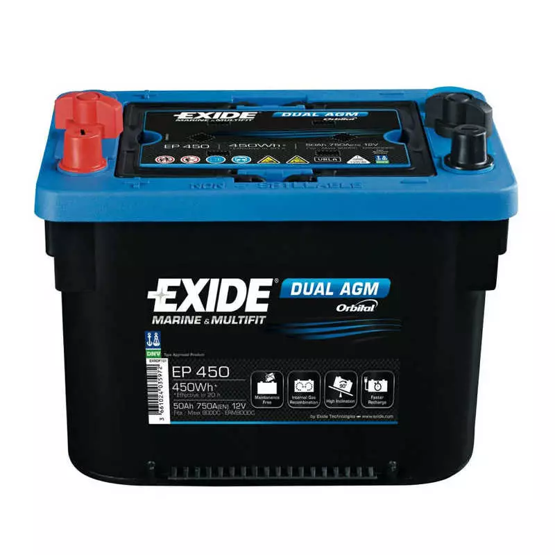 Аккумулятор лодочный EXIDE DUAL AGM EP450 50 Ач