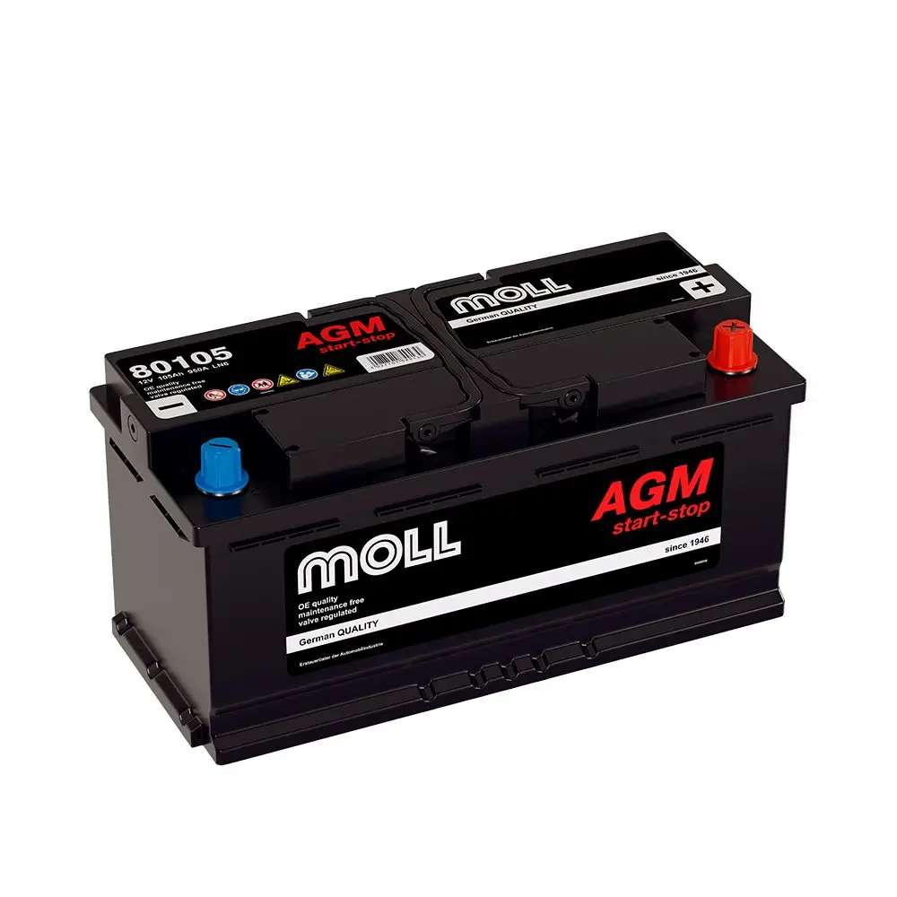 Аккумулятор автомобильный MOLL AGM 105.0 Ah 950 A ОП (394x175x190) (L6.0 80105)