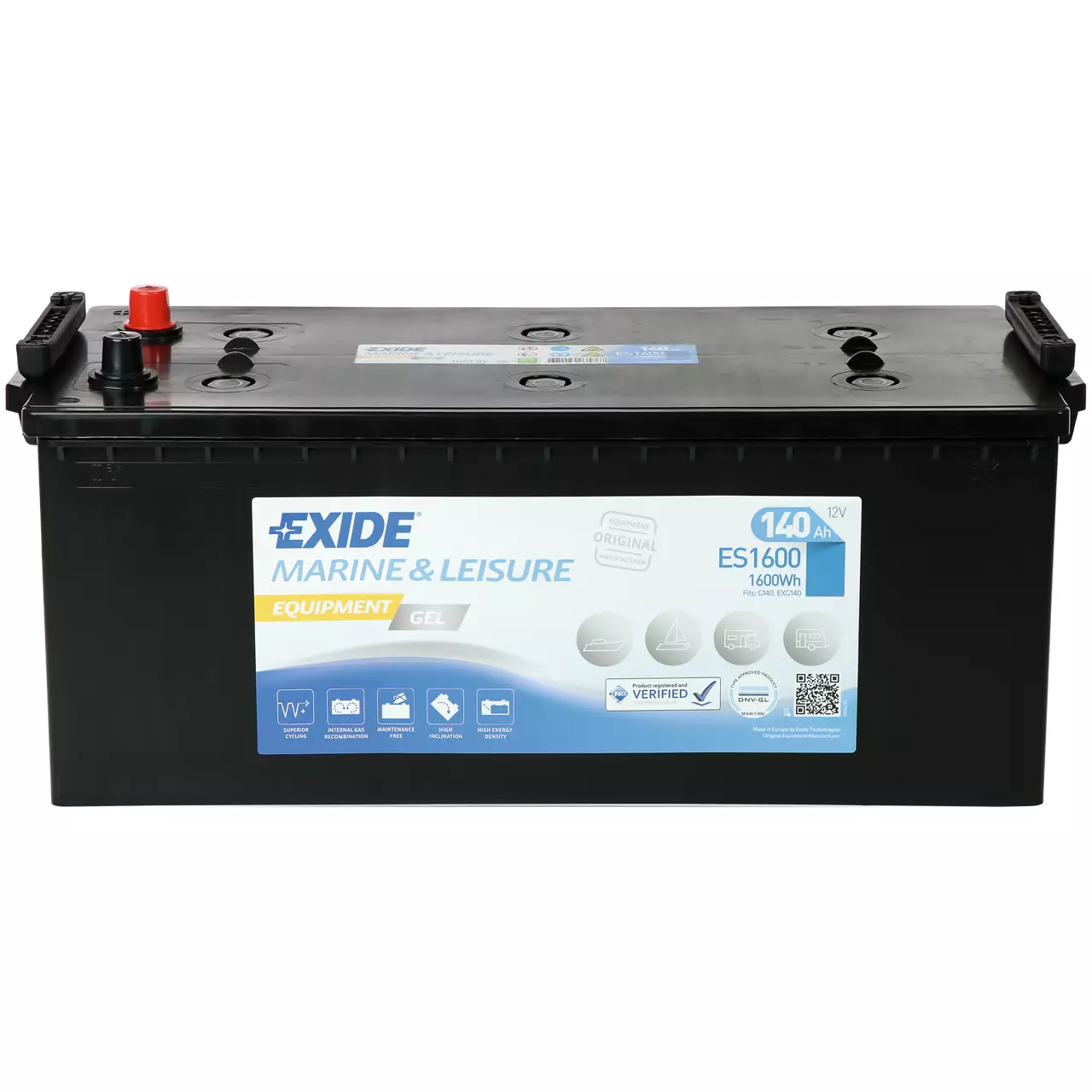 Аккумулятор лодочный EXIDE EQUIPMENT Gel ES 1600 140 Ач