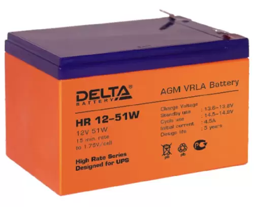 Аккумулятор Delta HR12-51W 12 Ач