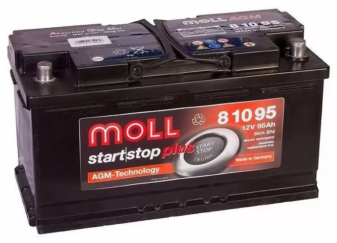 Аккумулятор автомобильный MOLL AGM 6СТ-95 Ач обр.