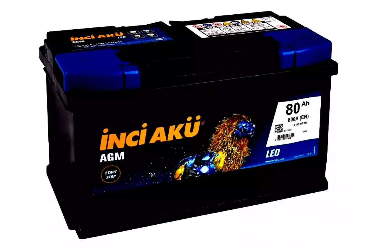 Аккумулятор автомобильный INCI AKU AGM 80R ОП 800A (315x175x190) L4 80 Ач