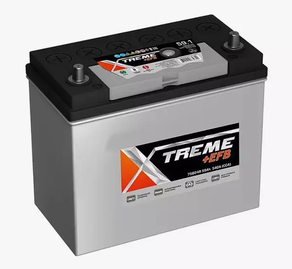 Автомобильный аккумулятор XTREME +EFB 75B24R 59Ah 540A ПП (238x129x227) B24R