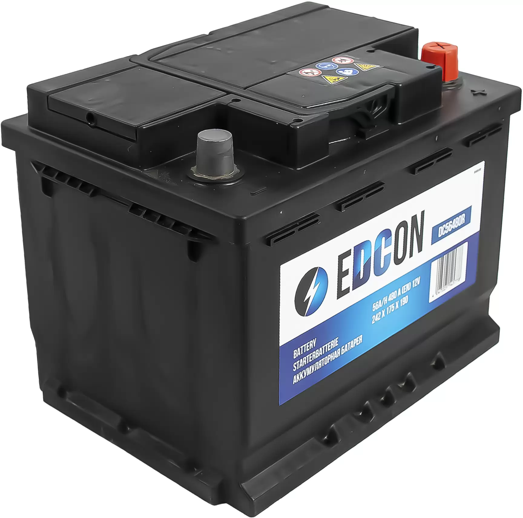 Аккумулятор автомобильный EDCON 56Ah 480A ОП (242x175x190) L2