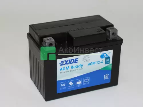 Аккумулятор мотоциклетный EXIDE AGM READY AGM12-4 3 Ач