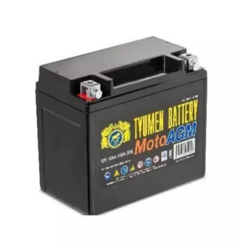 Аккумулятор мотоциклетный TYUMEN BATTERY 6МТС-12 AGM 12V 12Ah 150А YTX12-BS ПП (150x87x130)