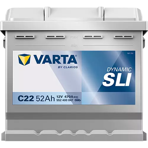 Аккумулятор автомобильный Varta Dynamic SLI C22 6СТ-52 Ач обр.