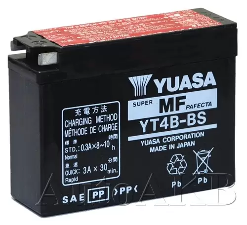 Аккумулятор мото YUASA YT4B-BS (YT4B-5) 2 Ач