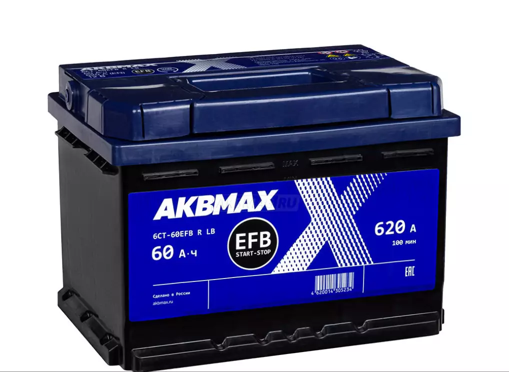 Аккумулятор автомобильный AKBMAX EFB 60R ОП 620A (242x175x175) LB2 60 Ач