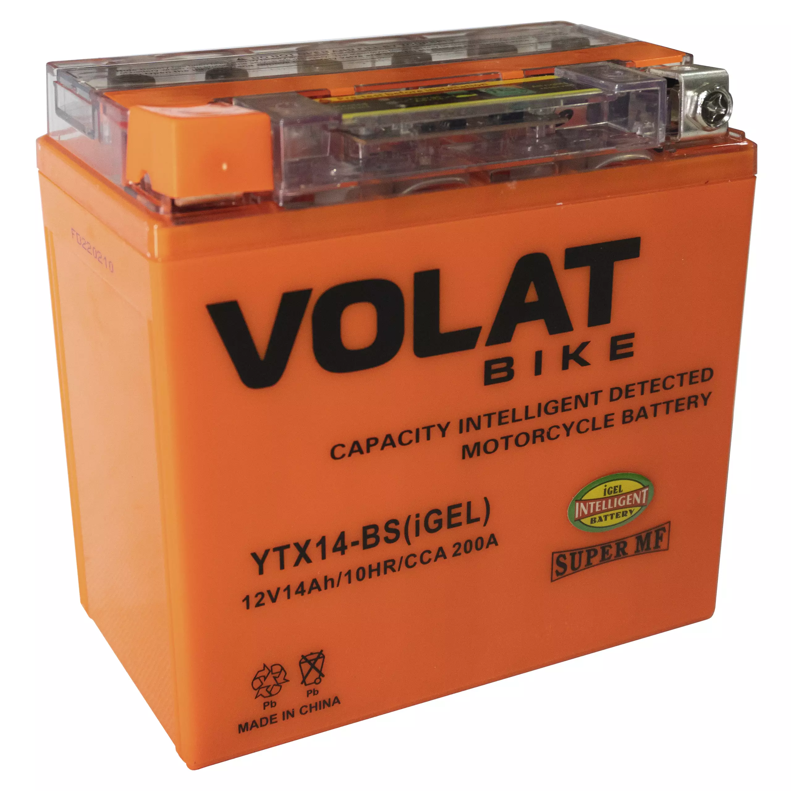 Аккумулятор мотоциклетный Volat 14Ah 200А YTX14-BS ПП (iGEL) L+ (150x87x145)