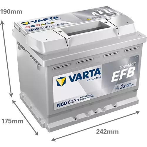 Аккумулятор Varta Dynamic EFB Start-Stop N60 6СТ-60 АЧ обр.