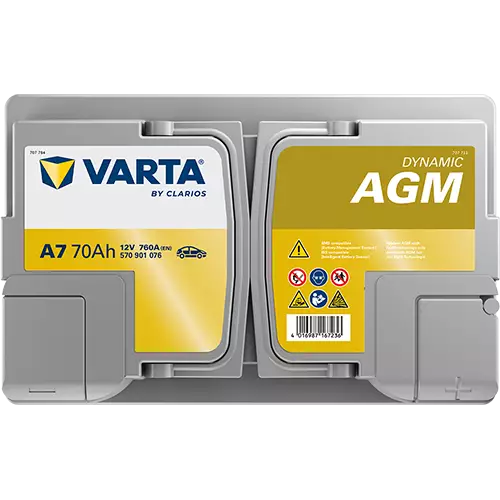 Аккумулятор автомобильный Varta Dynamic AGM A7 6СТ-70 Ач обр.