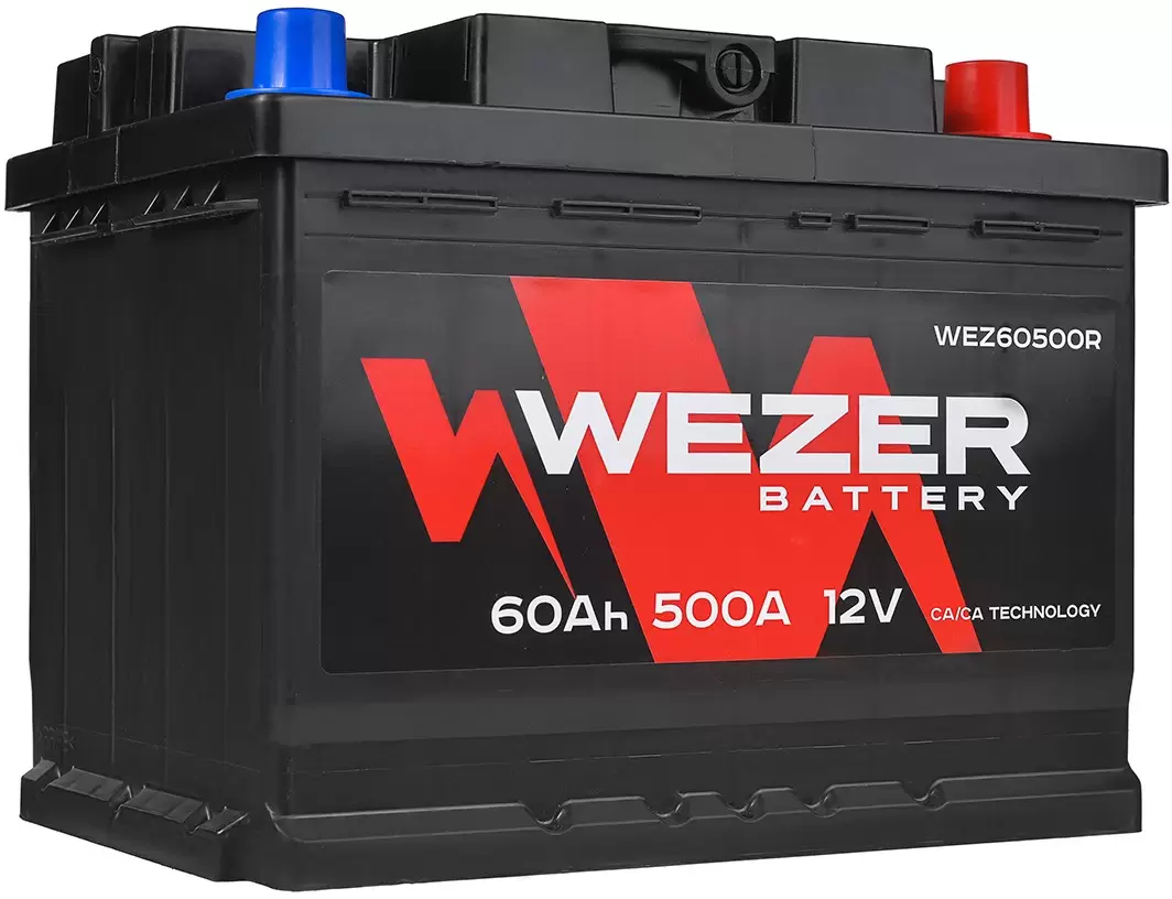 Аккумулятор автомобильный WEZER 60 Ah 500 A ОП (242x175x190) L2
