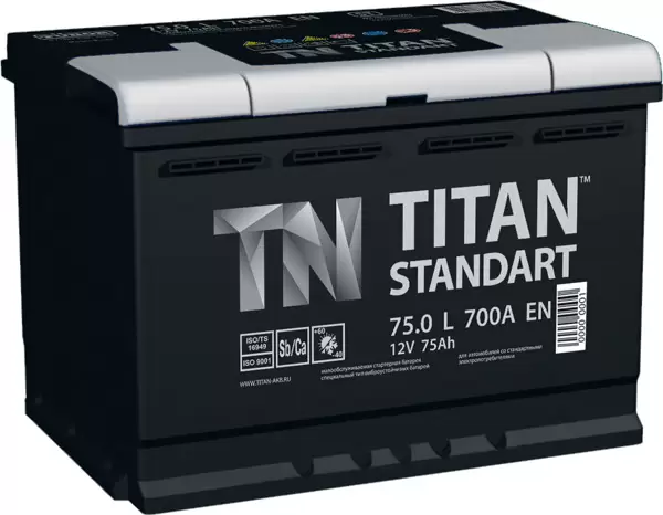 Аккумулятор автомобильный Titan Standart 6СТ-75 Ач обр.