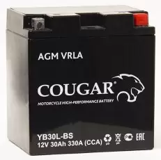 Аккумулятор мотоциклетный COUGAR AGM VRLA12V30 YB30L-BS 30 Ач